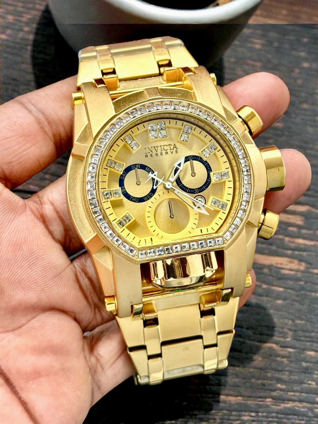 Invicta Reserve Chronograph Watch - Premium Gold Tone Stainless Steel