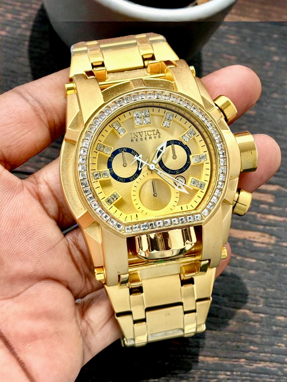 Invicta Reserve Chronograph Watch - Premium Gold Tone Stainless Steel