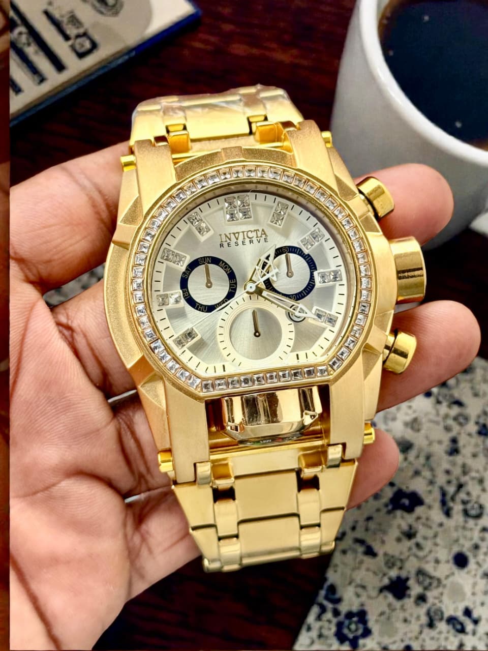 Invicta Reserve Chronograph Watch - Premium Gold Tone Stainless Steel