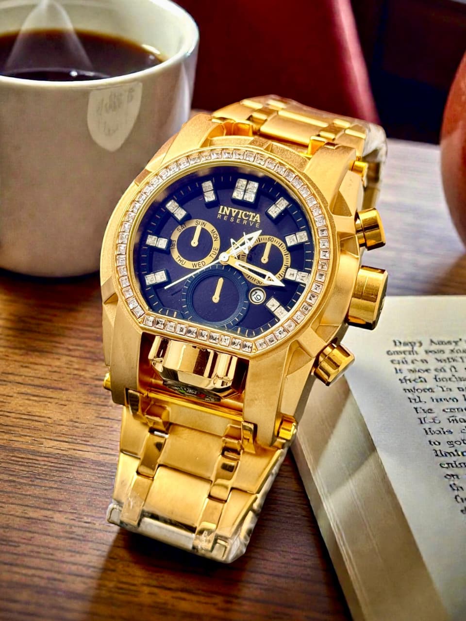 Invicta Reserve Chronograph Watch - Premium Gold Tone Stainless Steel